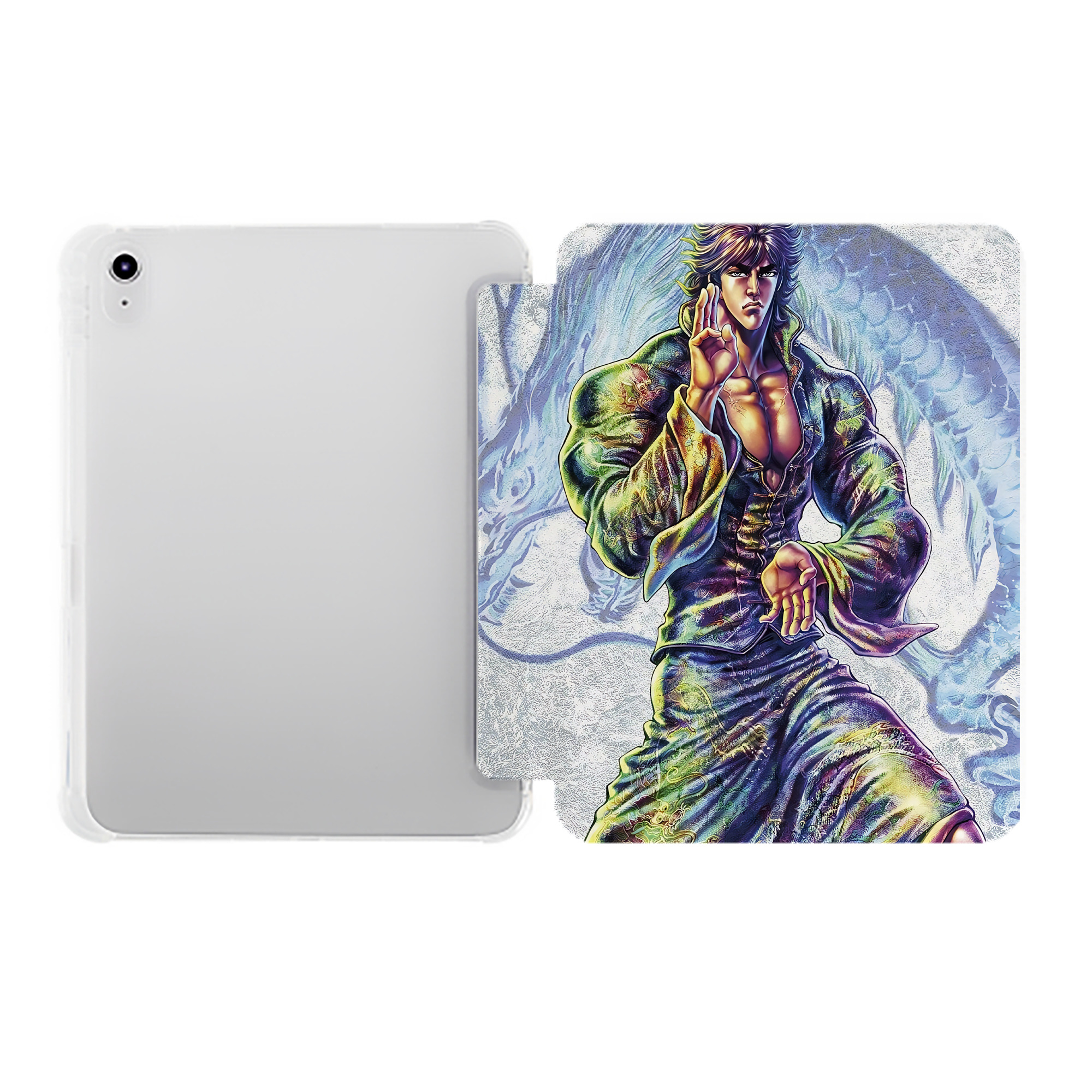 （画像用） 北斗の拳 Fist of the North Star IPad ケース ペン収納付き 三つ折りスタンド PUレザー×シリコン 対応機種9.5/10.5/10.9インチ